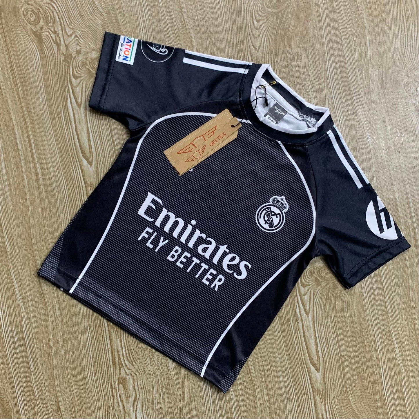 REALMADRID 2025-2026 FULL BODY SUBLIMATION PRINT BLACK KIDS JERSEY